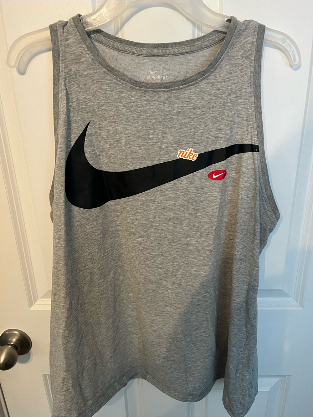 Nike Grey Tank with Black Swoosh and Red & Orange Accents